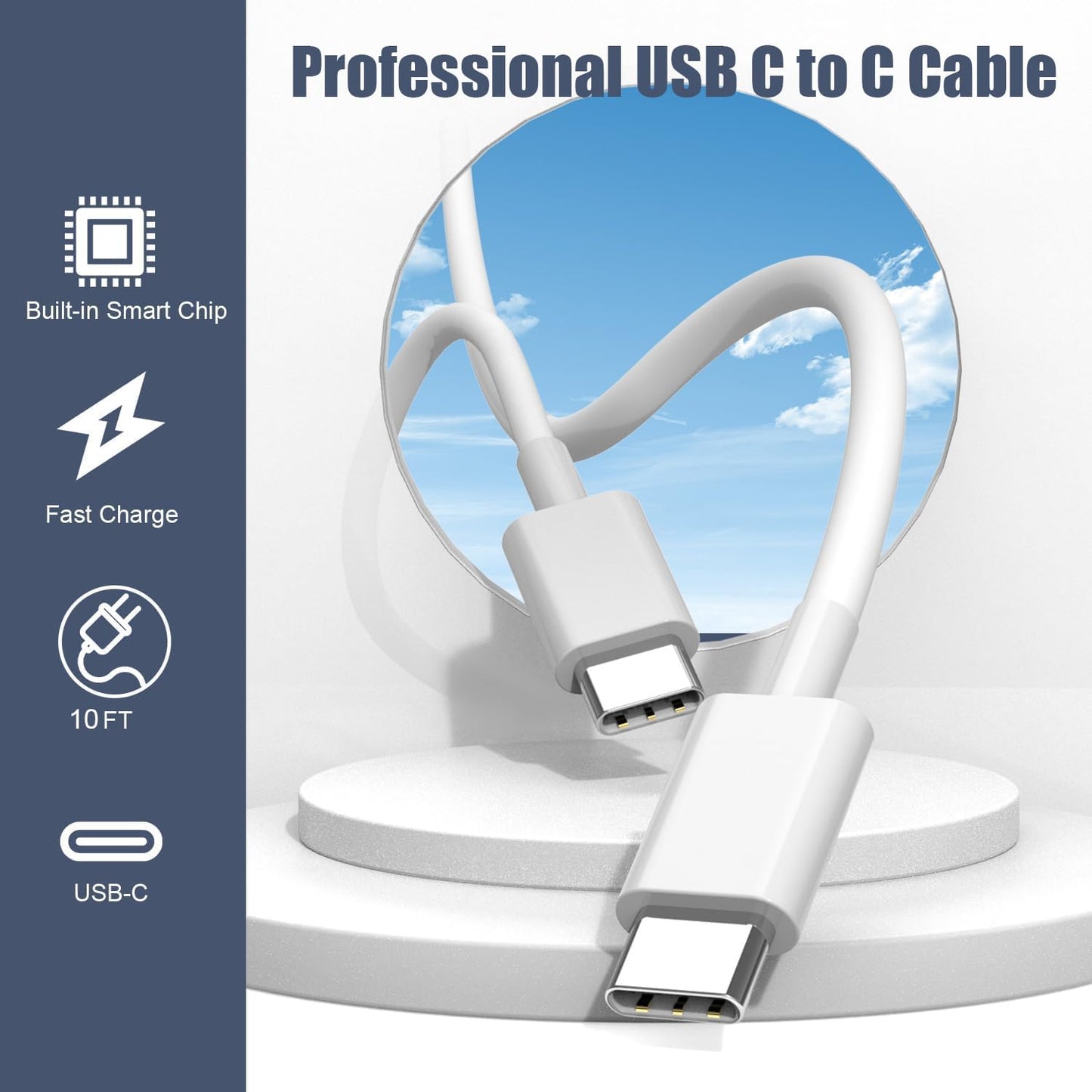 Charger for iPhone 16/15 Pro Max Charger Fast Charging, 2Pack 20W Dual Port USB C Fast Charger Block with 10FT Long USB C to C Charging Cable Cord for iPhone 15 Pro Max/15 Pro/15/15 Plus, iPad Pro/Air