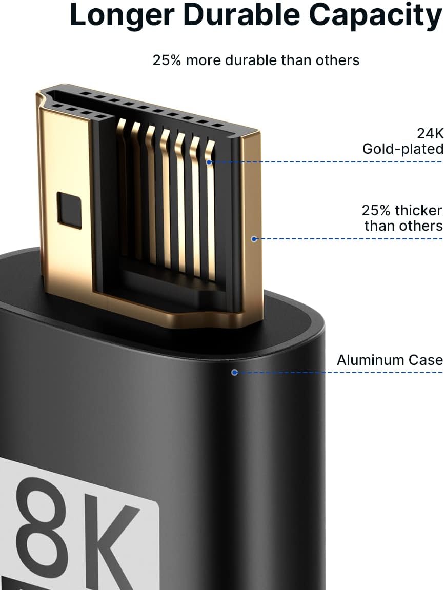 JSAUX HDMI Cables 2.1 2-Pack 6FT, 48Gbps 8K & 4K Ultra High Speed Braided HDMI Cable, 4K@120Hz 144Hz, 8K@60Hz, HDCP 2.2 & 2.3, HDR 10, eARC Compatible with Laptop Monitor UHD TV PS5 PS4 Dolby -Black