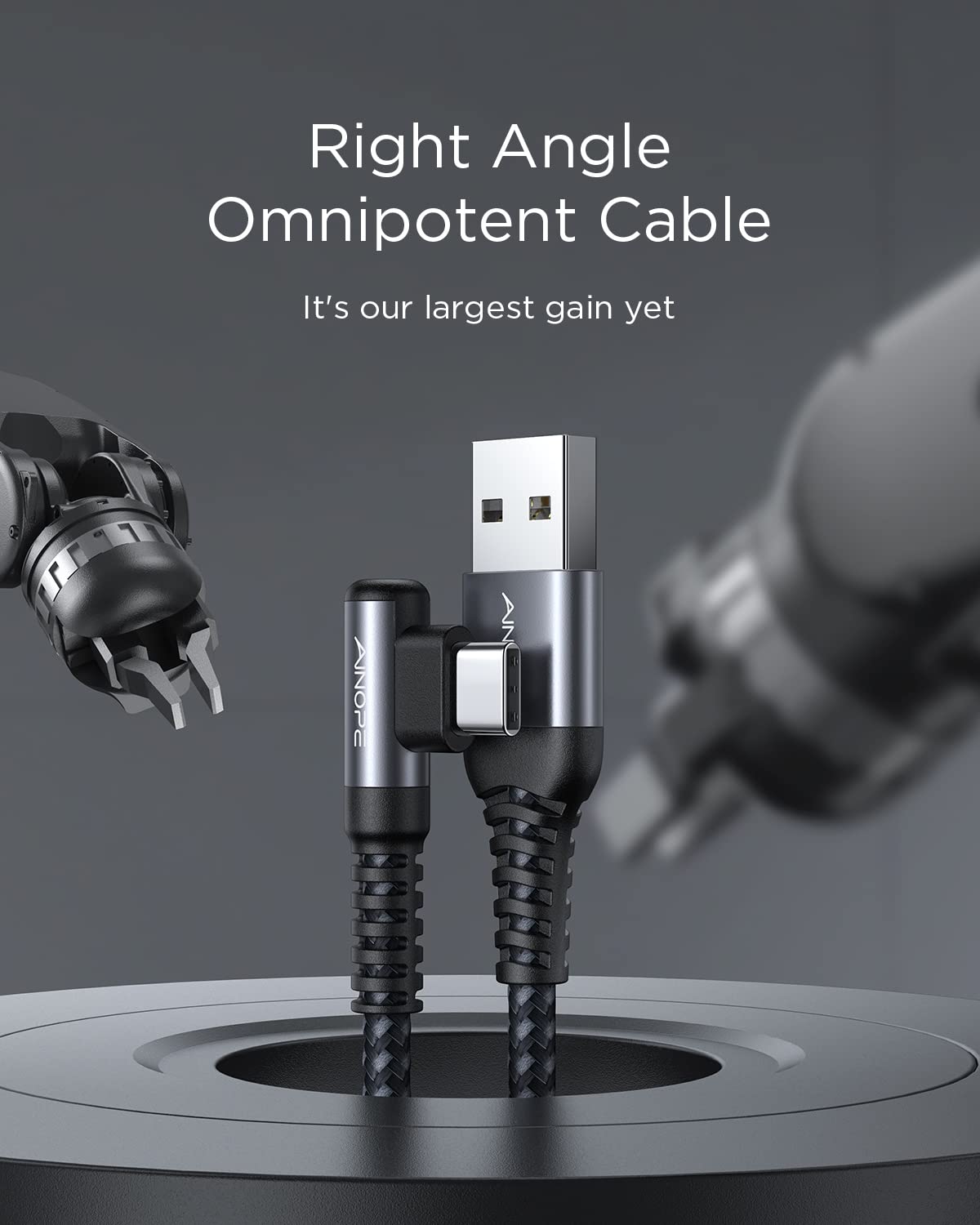 AINOPE USB to USB C Cable [2-Pack, 6.6ft] 3.1A Fast Charger Type C Right Angle, Resistant Nylon Braided C Type Charging Cable Compatible with Galaxy S10 S9 Plus S21, Note 10 9 LG, Type C Charger