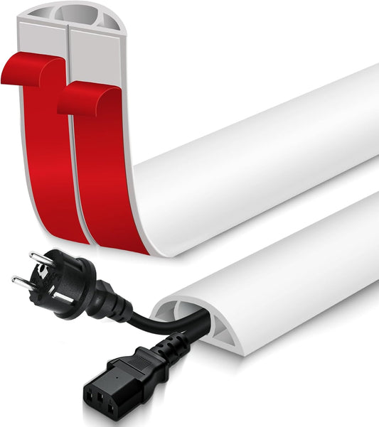 Floor Cord Cover for Wires on Floor Self Adhesive Cord Hider Floor Cable Management Wire Covers for Cords Protector Prevent Cable Trips Cord Cavity W 0.47" x H 0.27", White, 20Ft