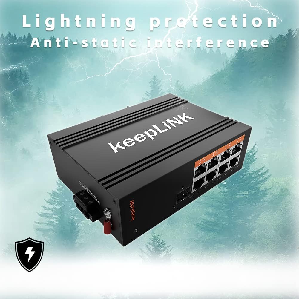 8 Port Industrial PoE Switch Unmanaged, Gigabit PoE Switch with 8 PoE+ Ports @245w, 1 SFP Slot, DIN Rail Hardened Network Switch, IP40