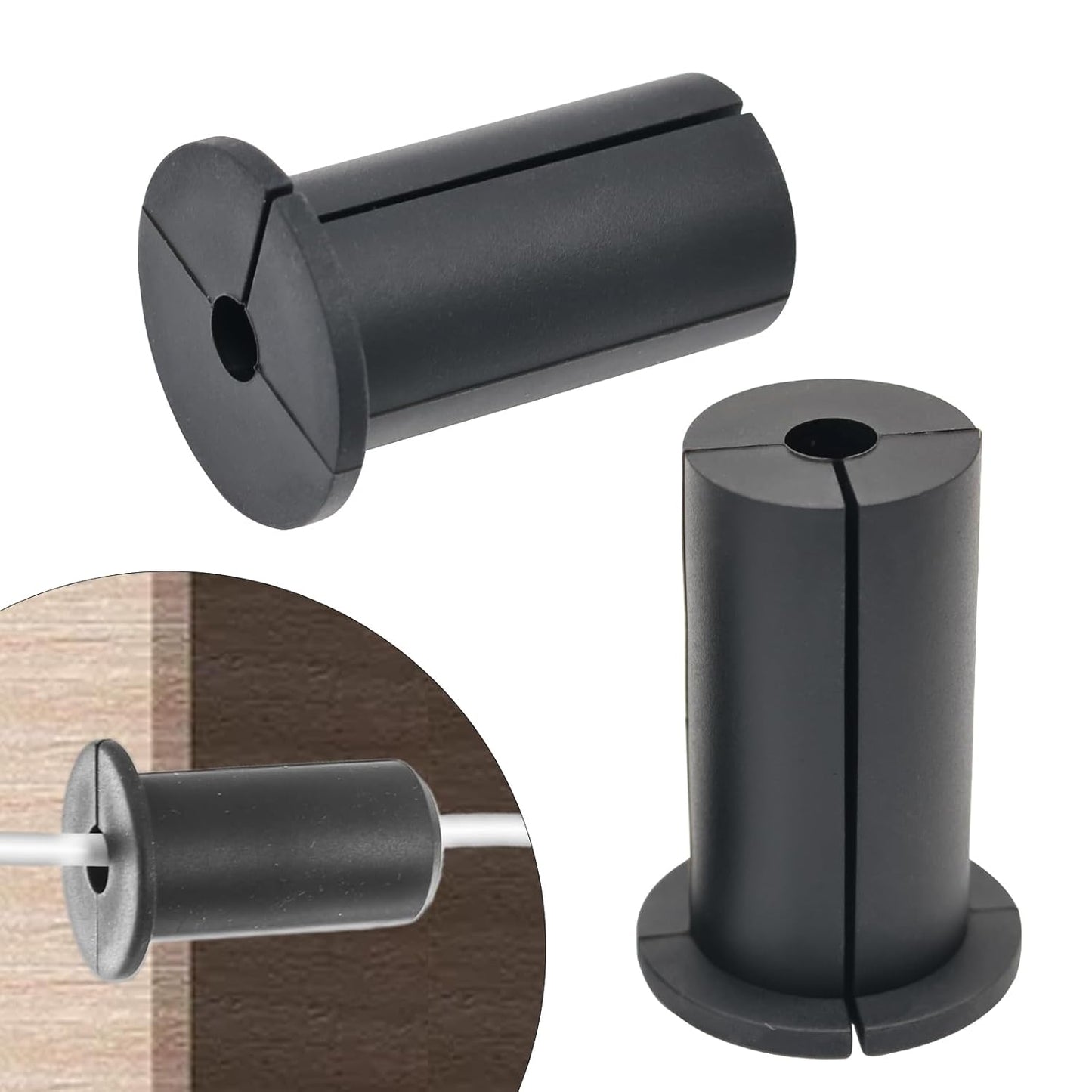 2pc Starlink Cable Grommet 1" Silicone Waterproof Wall Hole Pass Through Split Cable Bushings for TV Wire Ethernet Cord, Starlink Cable Routing Kit Accessories, 52.5mm/2.07" Ht, Black