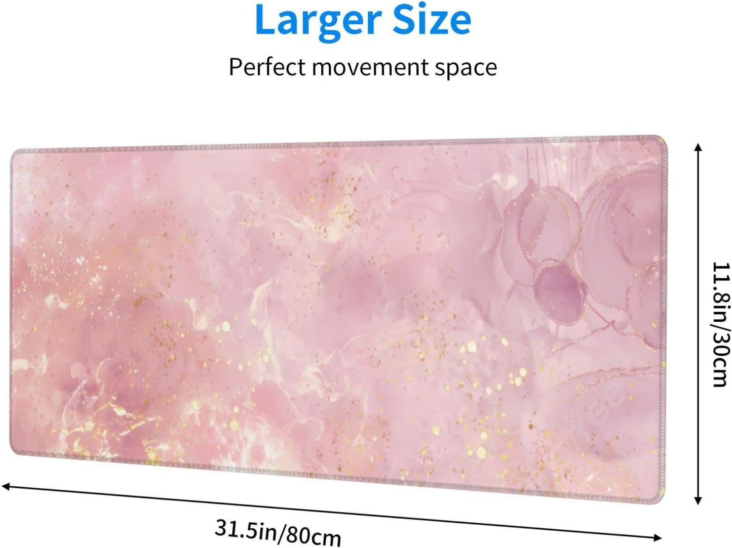 Rose Gold Marble Large Mouse Pad Extended Gaming Mousepad 31.5 x 11.8 Inch with Anti-Slip Rubber Base Cute Office Decor Women Girls Computer Accessories Home Office Supplies
