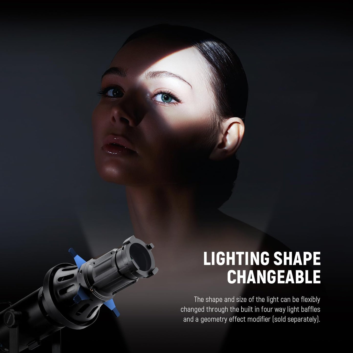 NEEWER Spotlight Snoot with 40° Projection Lens, Adjustable Focus, 16 Metal Gobos 5 Color Gels, Bag, Conical Snoot for Bowens Mount LED Continuous Output Lighting Studio Video Light Up to 300W, LS-38