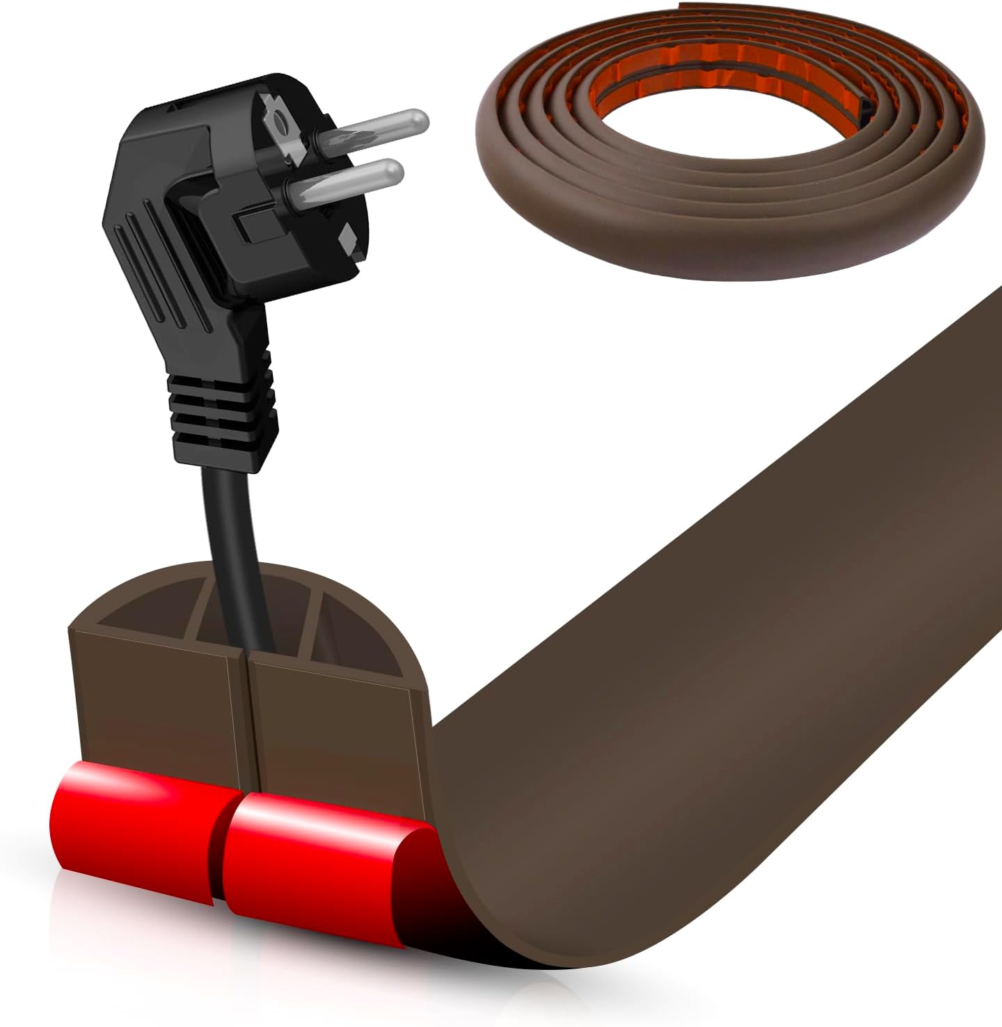 Floor Cord Cover Cable Cavity Self Adhesive Cord Hider Floor 10FT Floor Cable Management Power Cord Protector Floor Electric Cord Covers for Offices, Gym, Exhibitions (CoffeeBrown, 1.18" x 20')