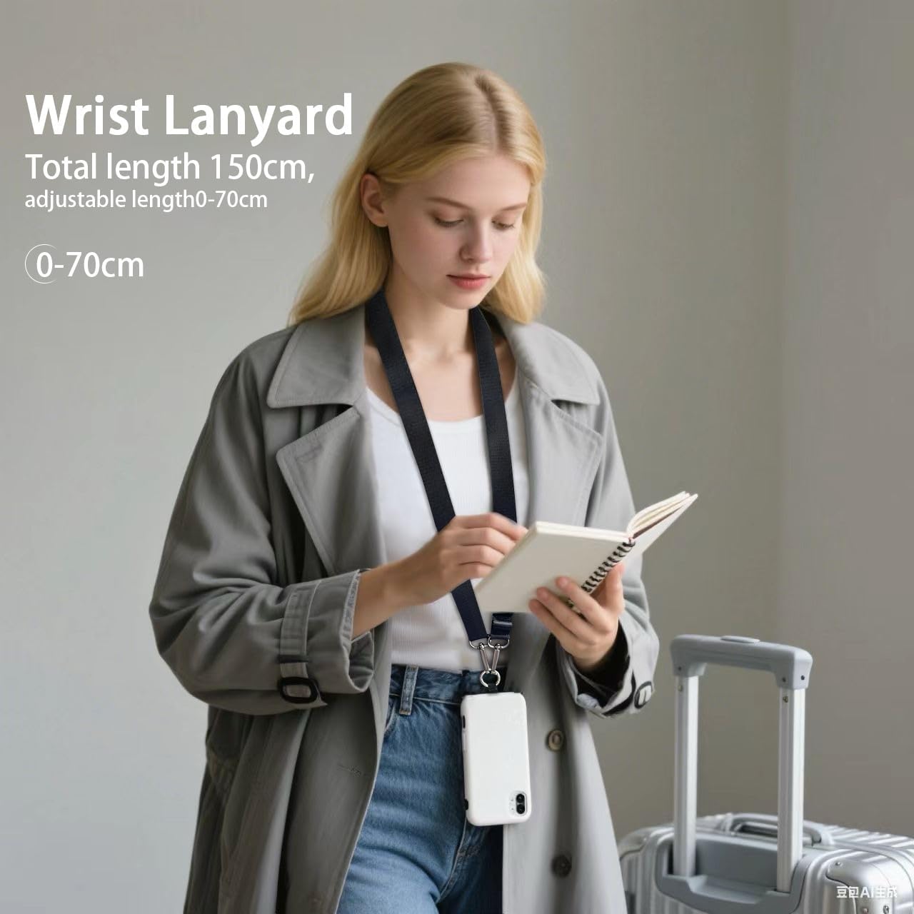 Universal Adjustable Nylon Phone Lanyard - 20MM Multi-Color Options for iPhone Samsung Smartphones (Fits Most Cases) Black