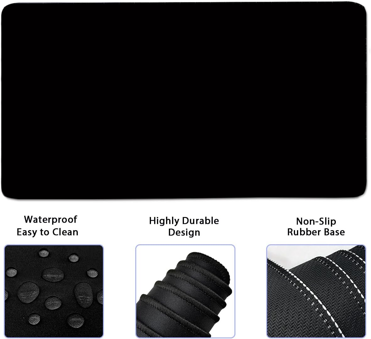 4-in-1 Large Gaming Mouse Pad, Keyboard Wrist Rest Pad & Wrist Support Mousepad Set, Extended Desk Pad Waterproof Desk Mat for Home Office Study Game-Black