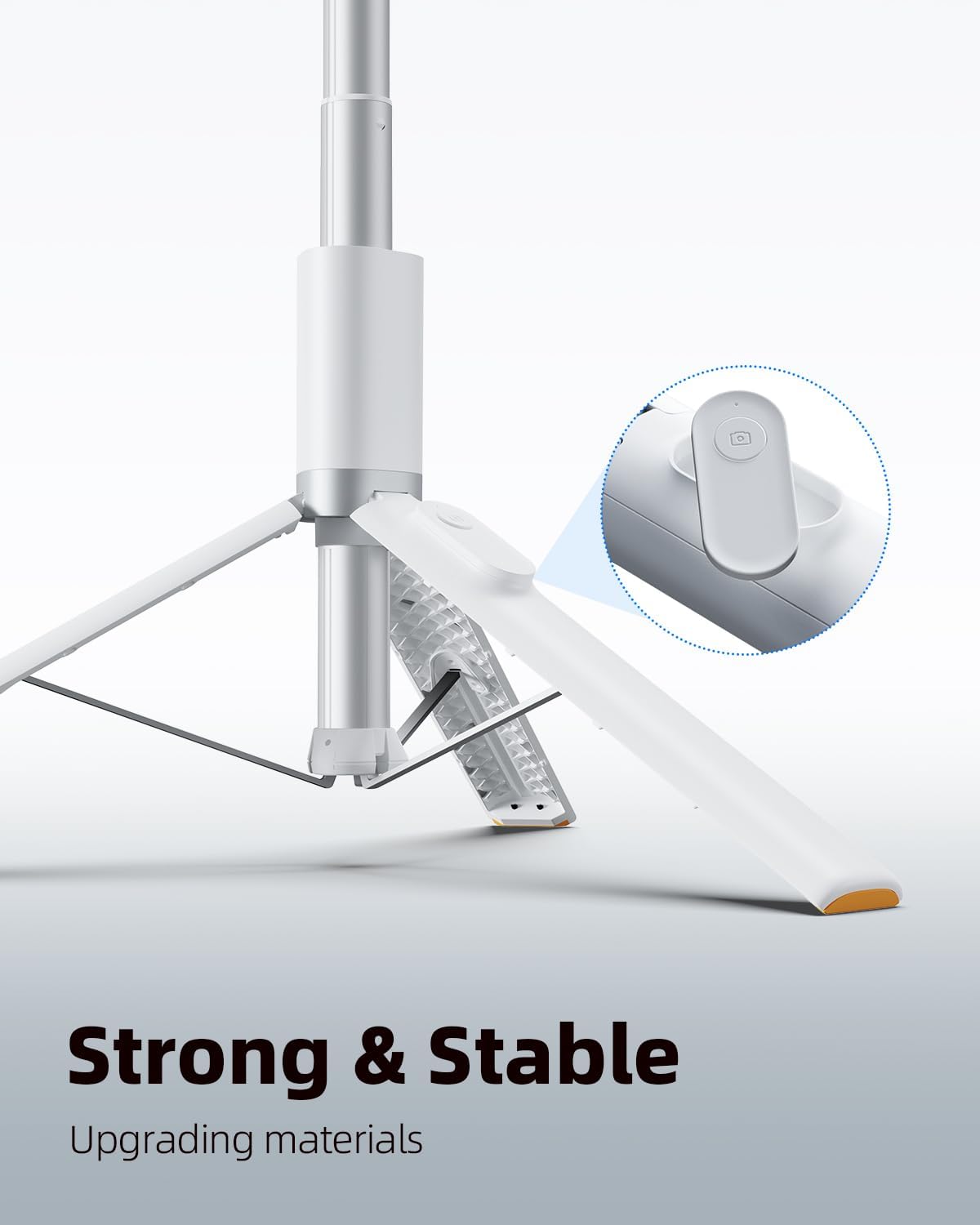 TODI 63" Phone Tripod, Extendable Selfie Stick with Wireless Remote and Phone Holder, Portable All-in-1 Cell Phone Tripod Stand for Video Recording, Compatible with iPhone/Android (White)