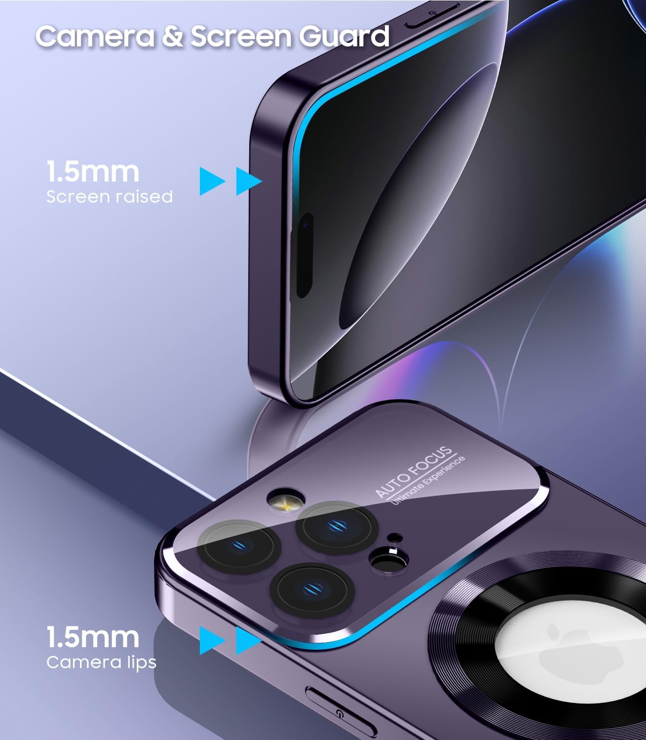 Magnetic for iPhone 16 Pro Max Case, Compatible with MagSafe, Built-in Camera Lens Protector, Logo View, Military Grade Drop Protection Phone Cover, Purple