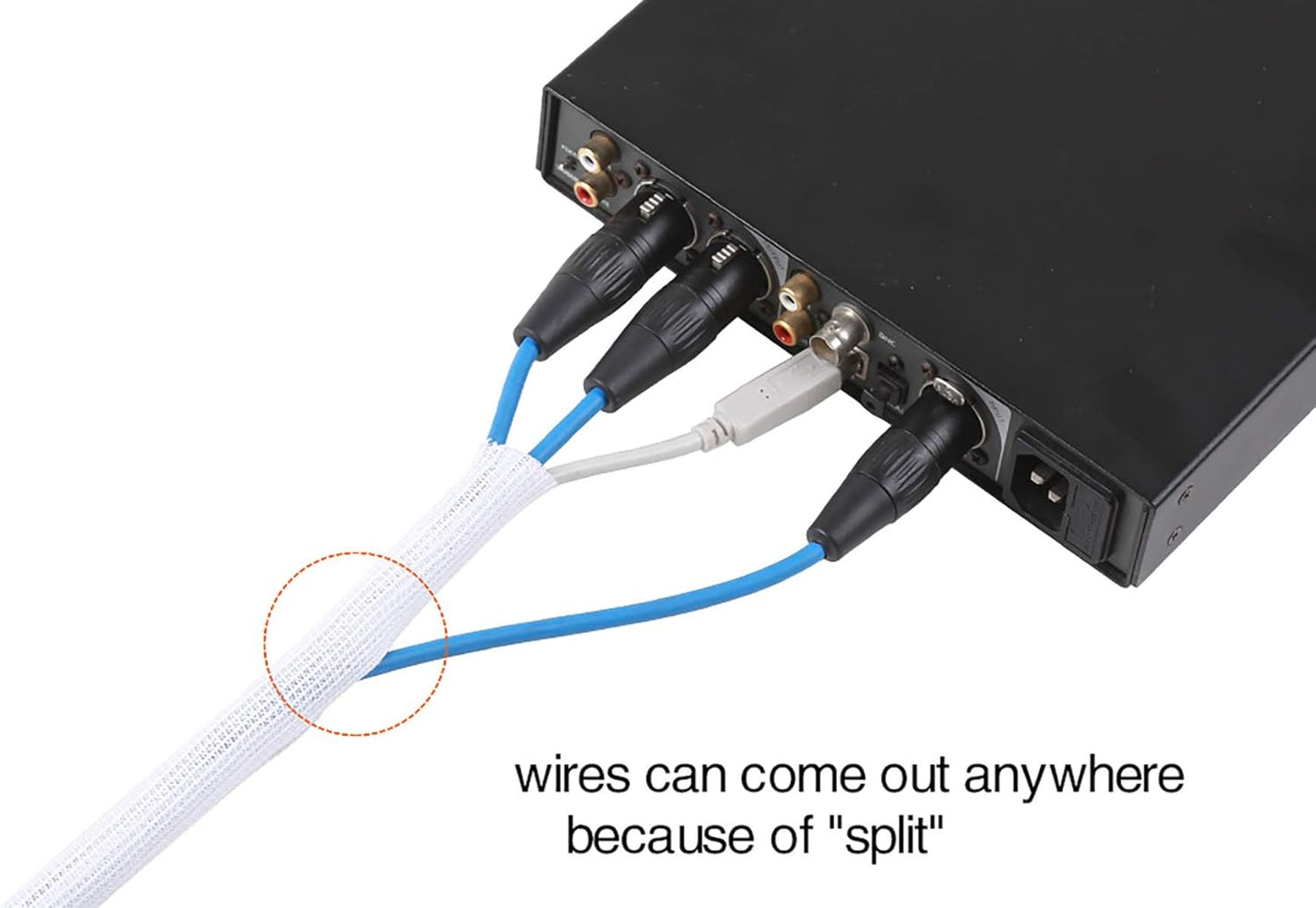 Alex Tech 25ft - 1.25 inch Cord Protector Wire Loom Tubing Cable Sleeve Split Sleeving for USB Cable Power Cord Audio Video Cable - Protect Cat from Chewing Cords - White