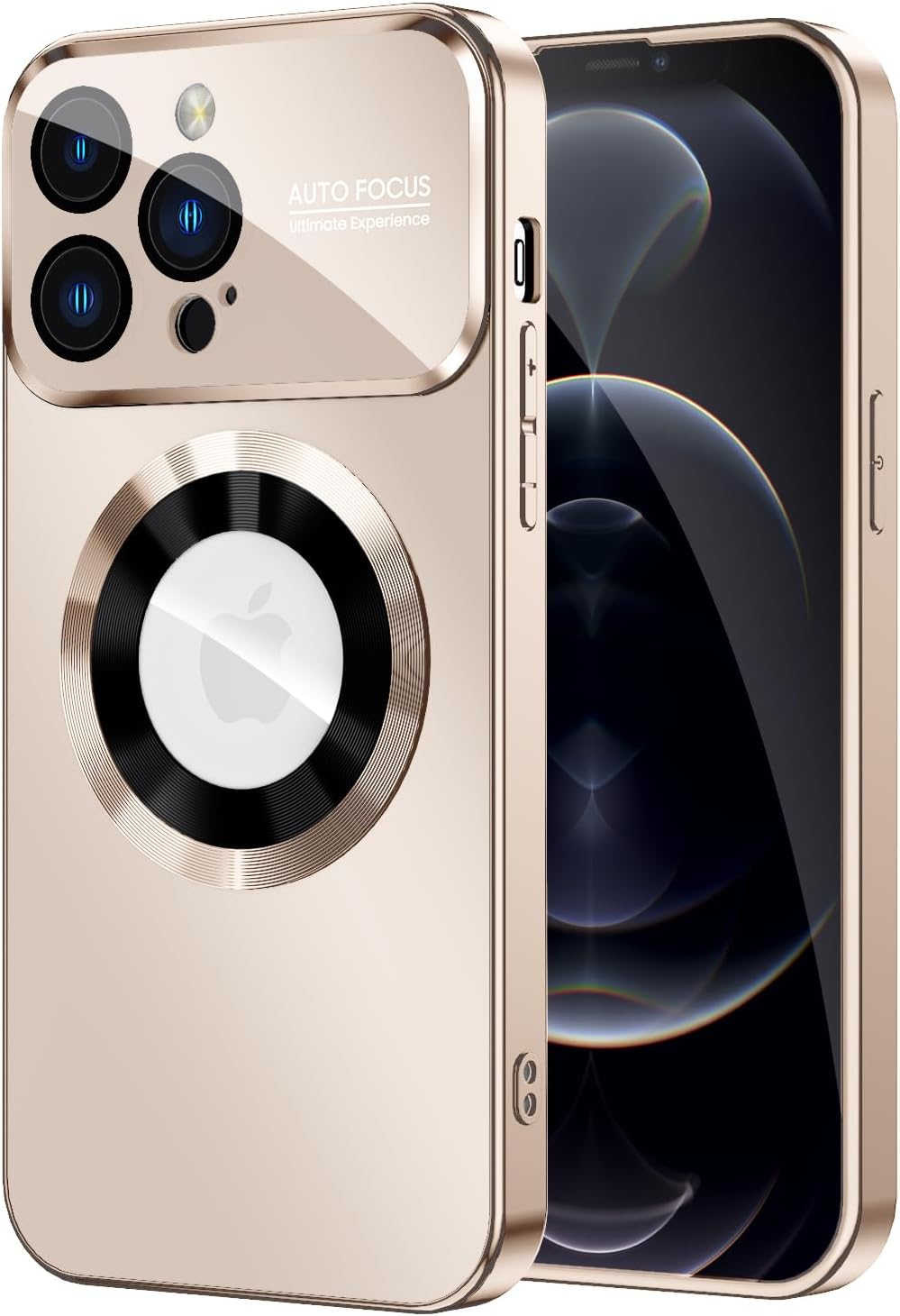 Magnetic for iPhone 12 Pro Max Case, Compatible with MagSafe, Built-in Camera Lens Protector, Logo View, Military Grade Drop Proof Phone Case Cover, Desert Titanium