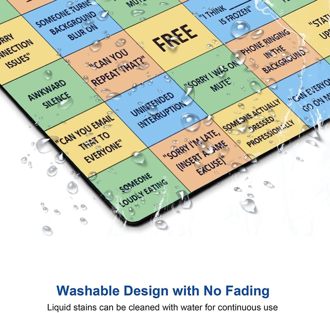 Conference Call Bingo Mouse Pad, Personalized Mouse Mat Waterproof Non-Slip Rubber Base MousePads for Office Home