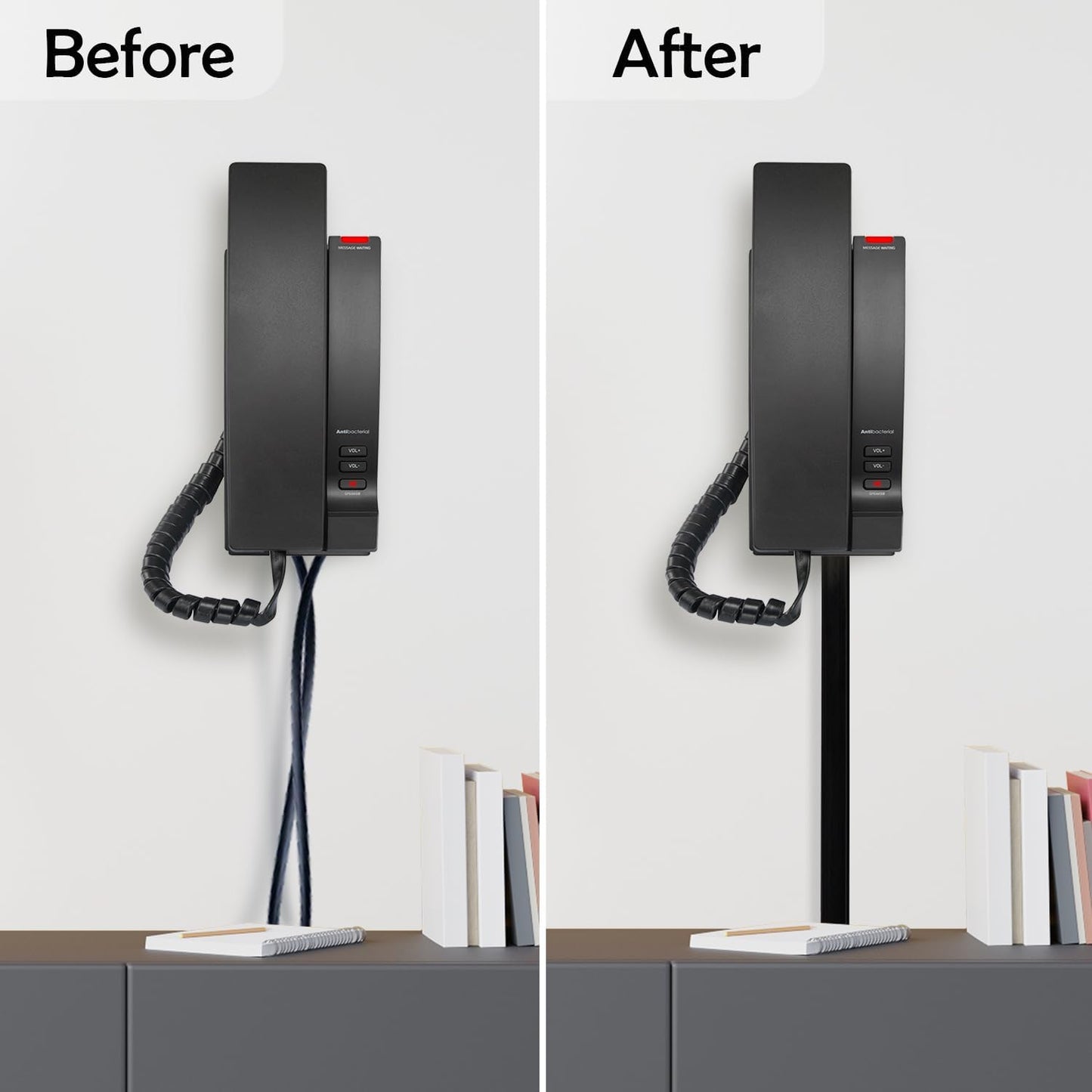 Rubber Bond TV Cord Hider Cable Protector - Strong Self Adhesive Wall Cord Cover Cable Hider - Low Profile Cable Management Wall Cord Concealer Cable Raceway (Black, 10 Feet)