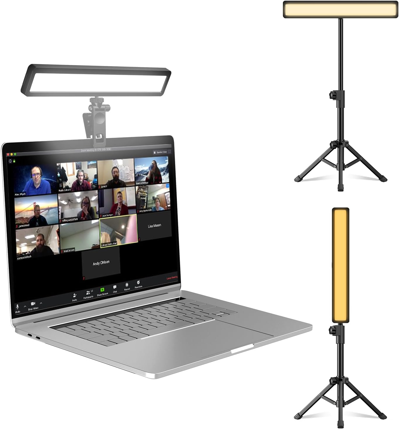 Video Conference Lighting with Tripod for Laptop&Computer -Webcam Light for Streaming-Zoom Lighting with 3 Dimmable Color & 10 Brightness Level for Self Broadcasting and Live Streaming