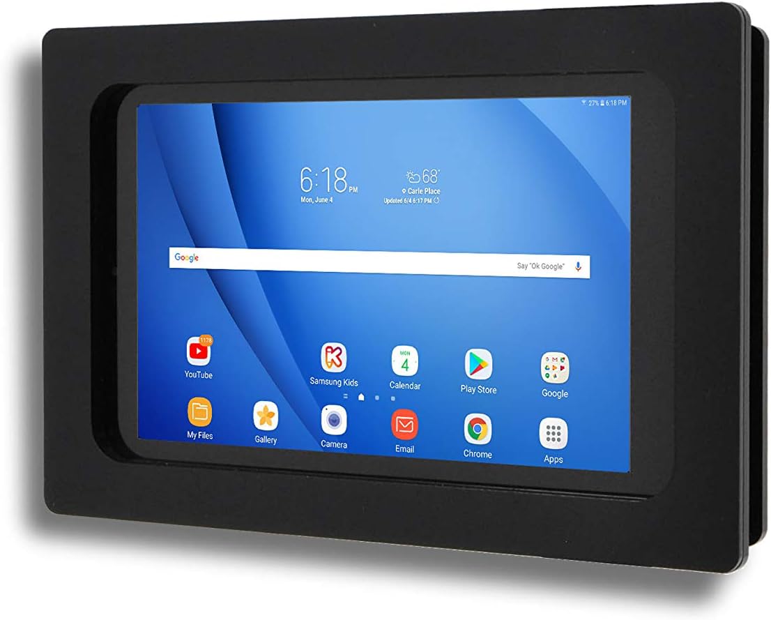 TABcare Anti-Theft Acrylic VESA Enclosure for Galaxy TAB A 8" 2019 Tablet with Free Wall Mount Kit & 90-Degree Angle Micro USB Charge Cable (TAB A 8.0 2019 SM-T290, Black)