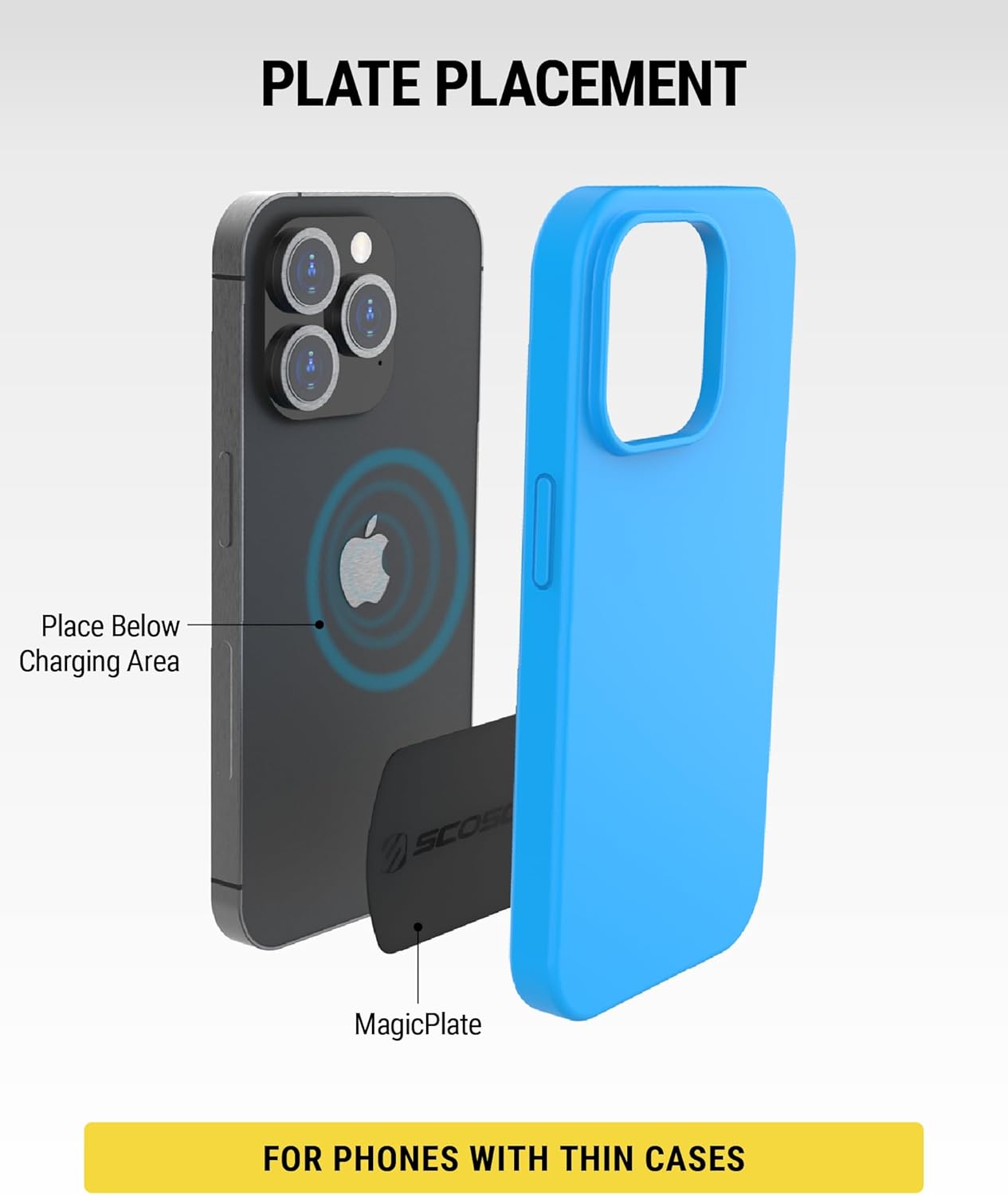 Scosche MAGRKI MagicMount Replacement Metal Plate Kit for Phone, Metal Plates for Magnetic Mount Cell Phone Holder for Car, Universal with All Devices and Phone Case, Black