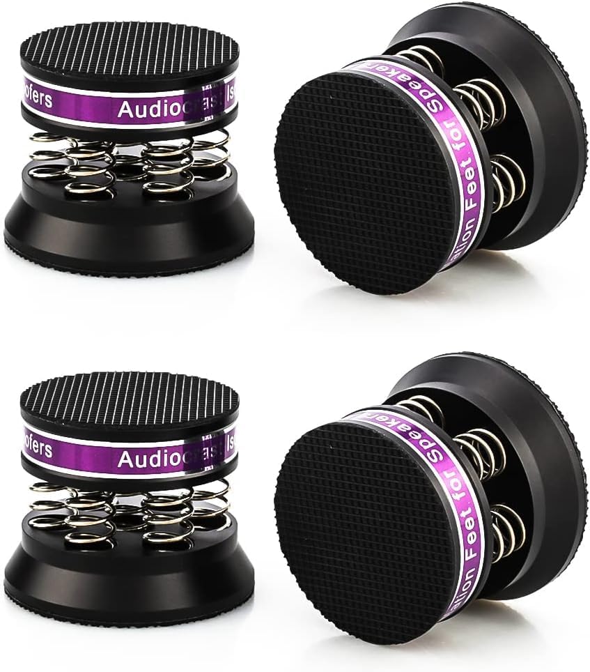 Tertullus 4pcs Spring Speaker Feet Isolation Foot 43mm×38.5mm Stand HiFi Aluminum Shock Absorber Isolation Pads Turntable Dac Feet Pad(Black)