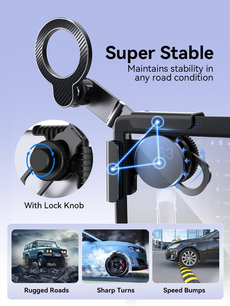 Nycetek Car Phone Mount for Tesla, Strongest Magnetic [No Glue Required], 2025 Upgrade Phone Holder for Tesla Model 3/ Y/Cybertruck Accessories, Fits for All iPhone & Android Phones