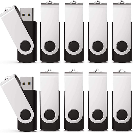 KEXIN 10 Pack 32GB Flash Drive USB Drive Memory Stick Thumb Drive, Black USB 2.0