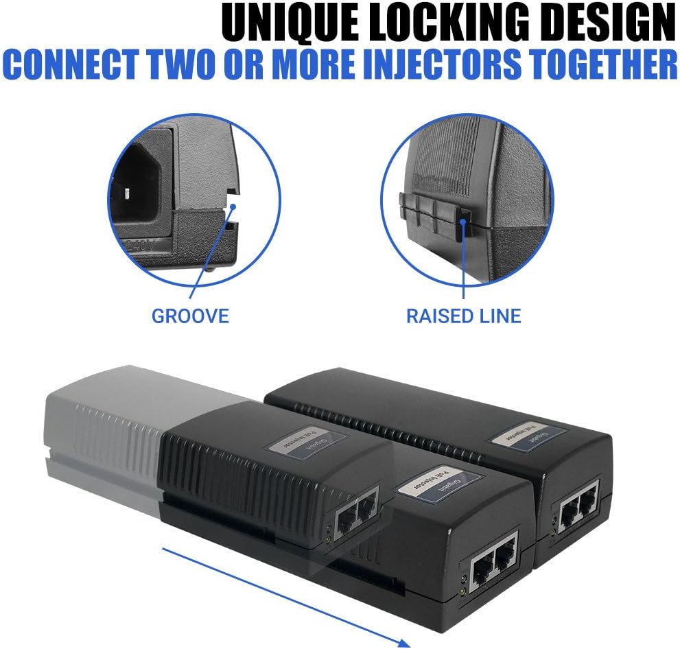 BV-Tech Gigabit Power Over Ethernet PoE++ Injector | 90W | 802.3 af/at/bt | Plug & Play | up to 325 Feet