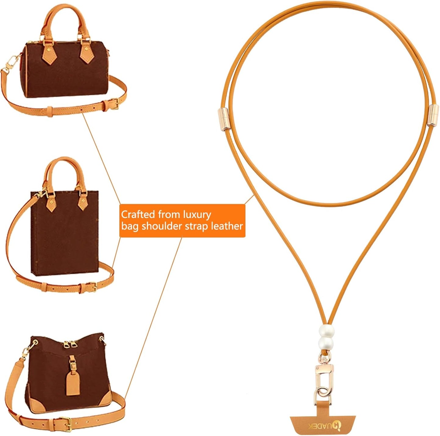 Cell Phone Lanyard Detachable Phone Chain Strap Leather 2-in-1 anti theft phone strap Multifuctional Compatible with Most Smartphones