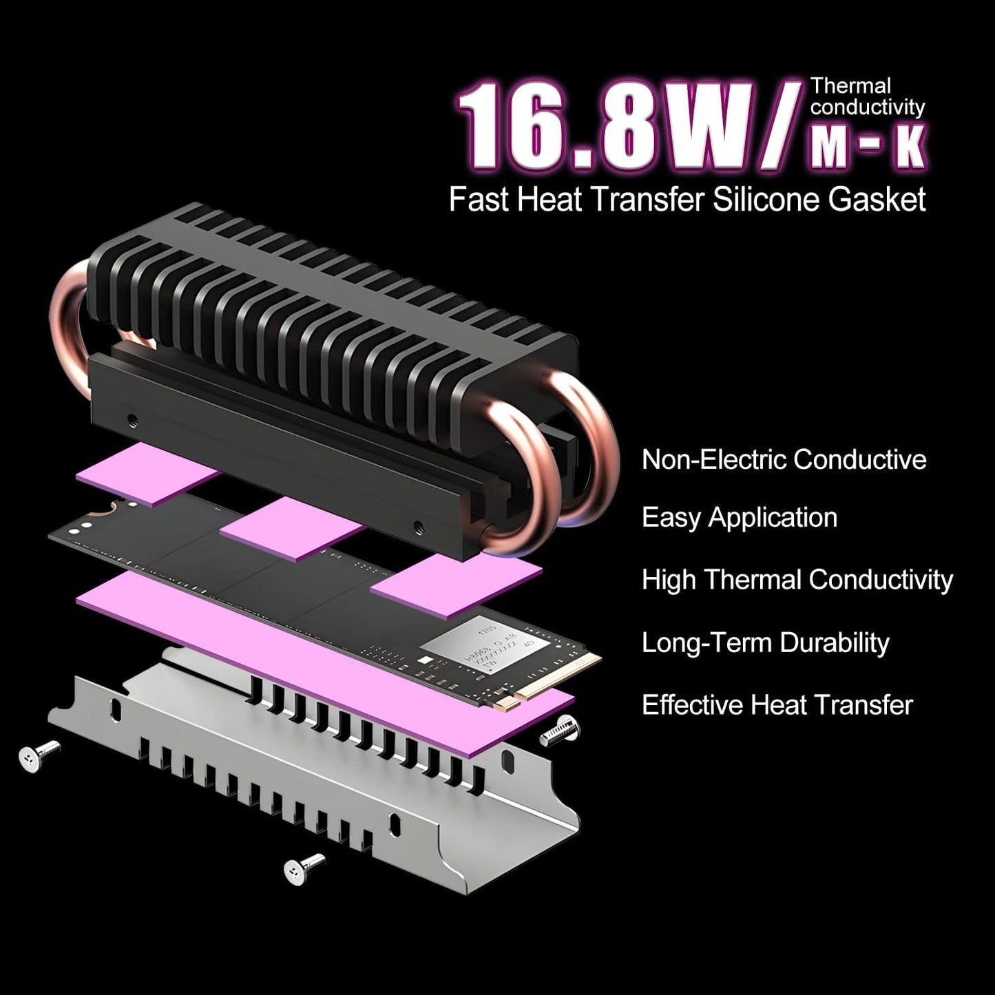 Maxtor Thermal Pad 16.8 W/mK,Thermal Pads for GPU/CPU/LED/Cooler,Excellent Heat Conduction，High Temperature Resistance (120 * 120 * 2.0mm（1pcs）)