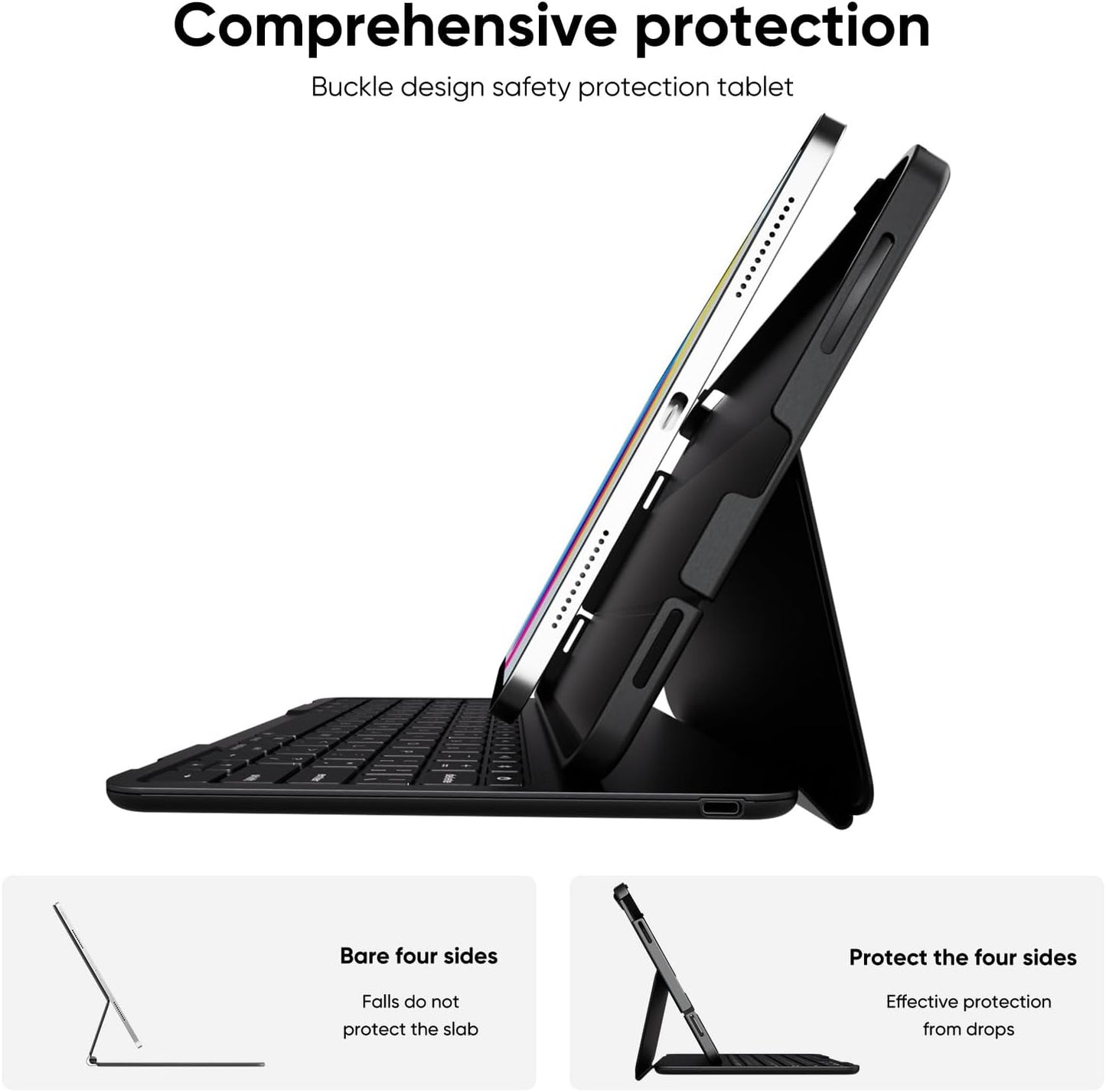 PAUL B for iPad 10th/11th Generation Case with Keyboard 10.9 Inch 2022/11 Inch 2025,Cover with Pencil Holder,Integrated for 10 Gen/11 Gen(A16),Wireless iPad Keyboard Case,Thin & Light (Black)