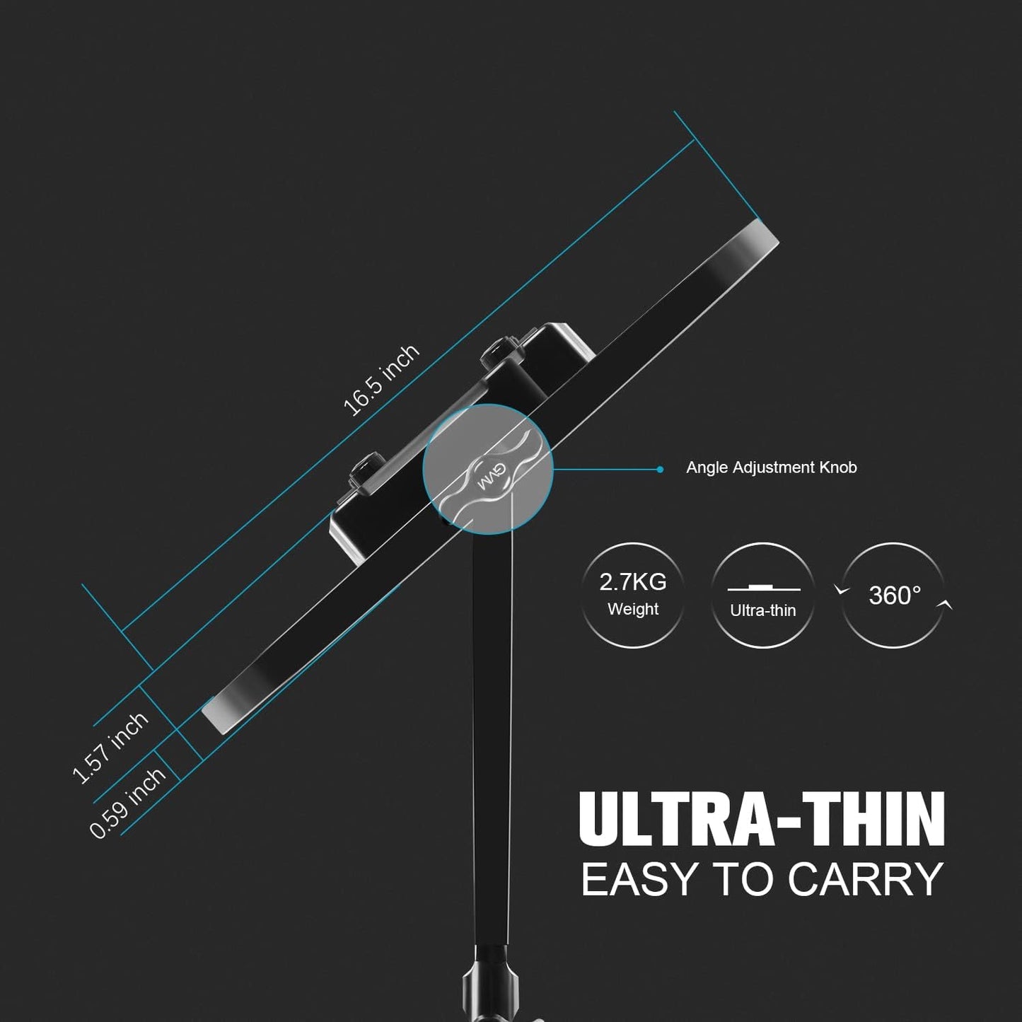 GVM Key Light, 14" LED Video Light with APP Control, Bi-Color Round Lighting, Ultra Thin 60W 3200-5600K Dimmable LED Soft Light with Table Stand for Gaming Studio YouTube Wedding Live Streaming