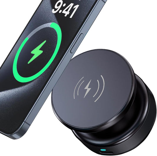 15W Wireless for MagSafe Car Mount Charger, 360° Adjustable Vacuum Magnetic Phone Holder Car Charger for iPhone 16 15 14 13 12, Suction Cup Phone Mount for Gym/Mirror