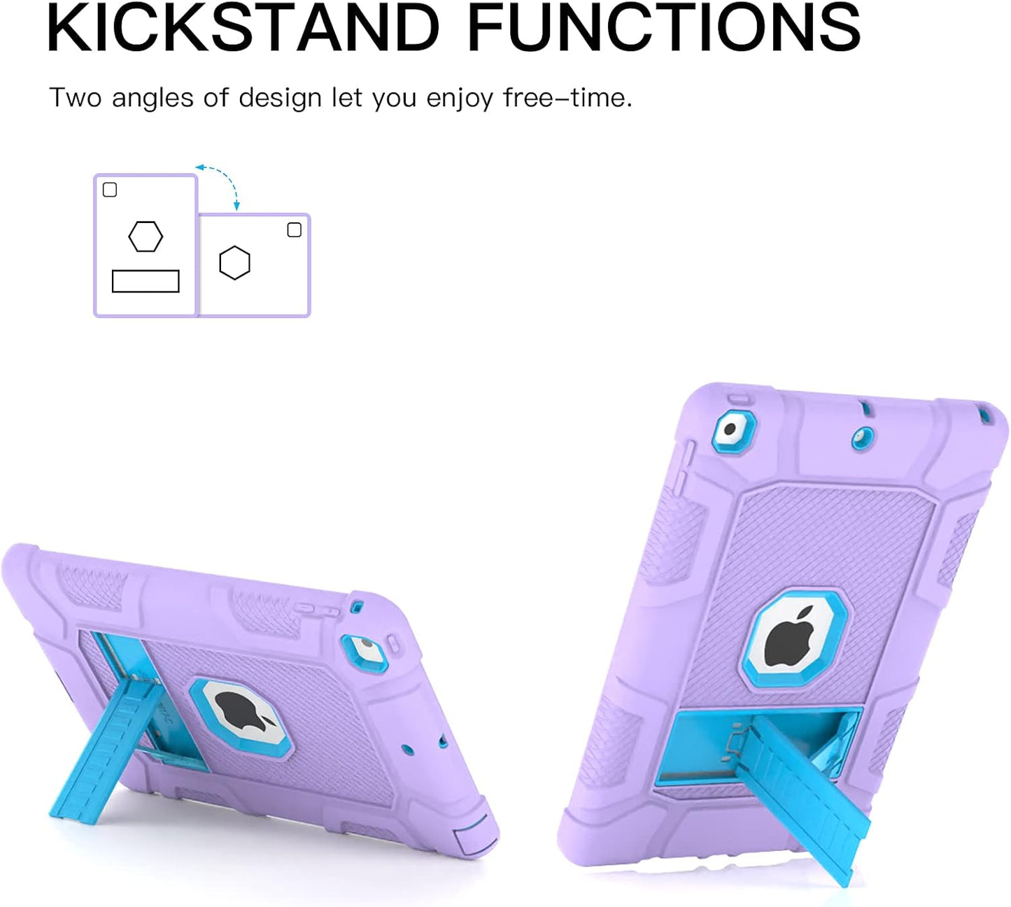 Rantice iPad 9th Generation Case, iPad 8th Generation Case, iPad 7th Generation Case, Hybrid Shockproof Rugged Drop Protection Cover with Kickstand for iPad 10.2'' Purple+Blue