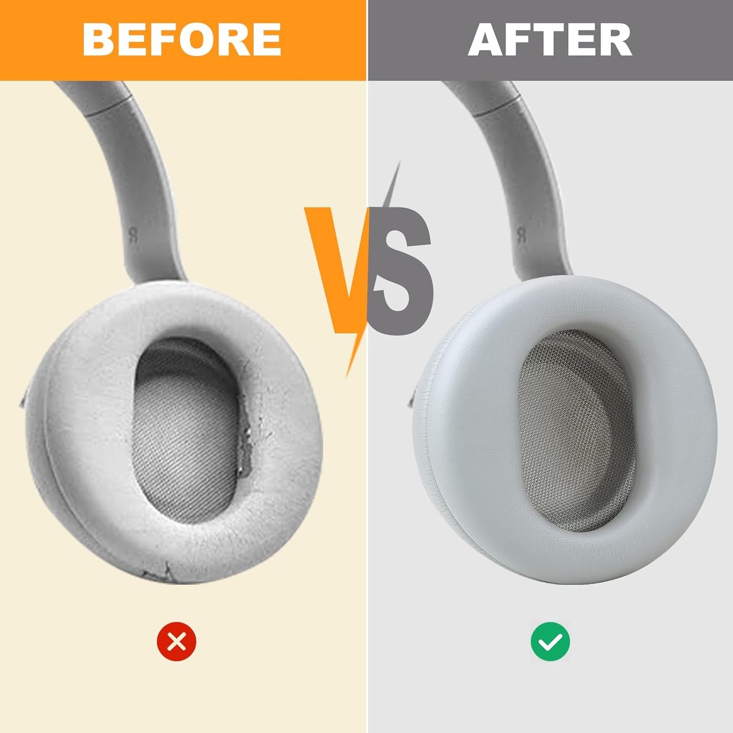 Replacement Earpads for Microsoft Surface Headphones 1 2 Wireless Noise Cancellation Headsets,Ear Pads Cushions with High-Density Noise Isolation Foam,Soft Protein Leather-Grey