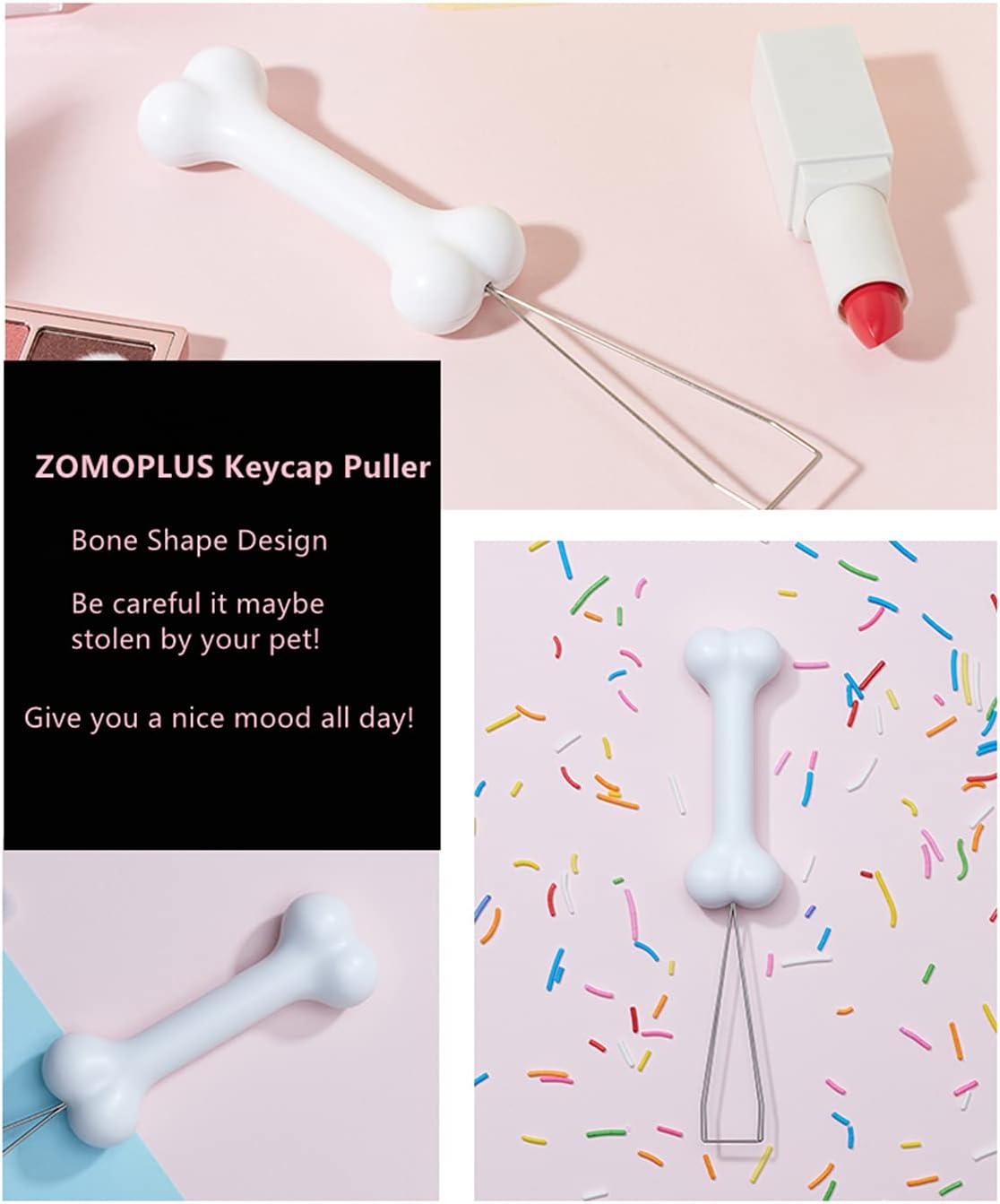 FKZ Keycap Puller,Custom Mechanical Keyboard Keycap Removal Tool for Cherry MX, Outemu, Kailh Switches - QWERTY USB-C Keyboard DIY Accessory (Bone)