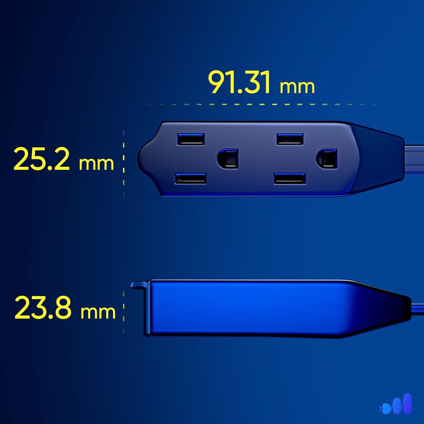 Maximm Cable 4 Ft 360° Rotating Flat Plug Extension Cord, 16/3 AWG Multi 3 Outlet 3-Prong Grounded Wire- Black - UL Certified
