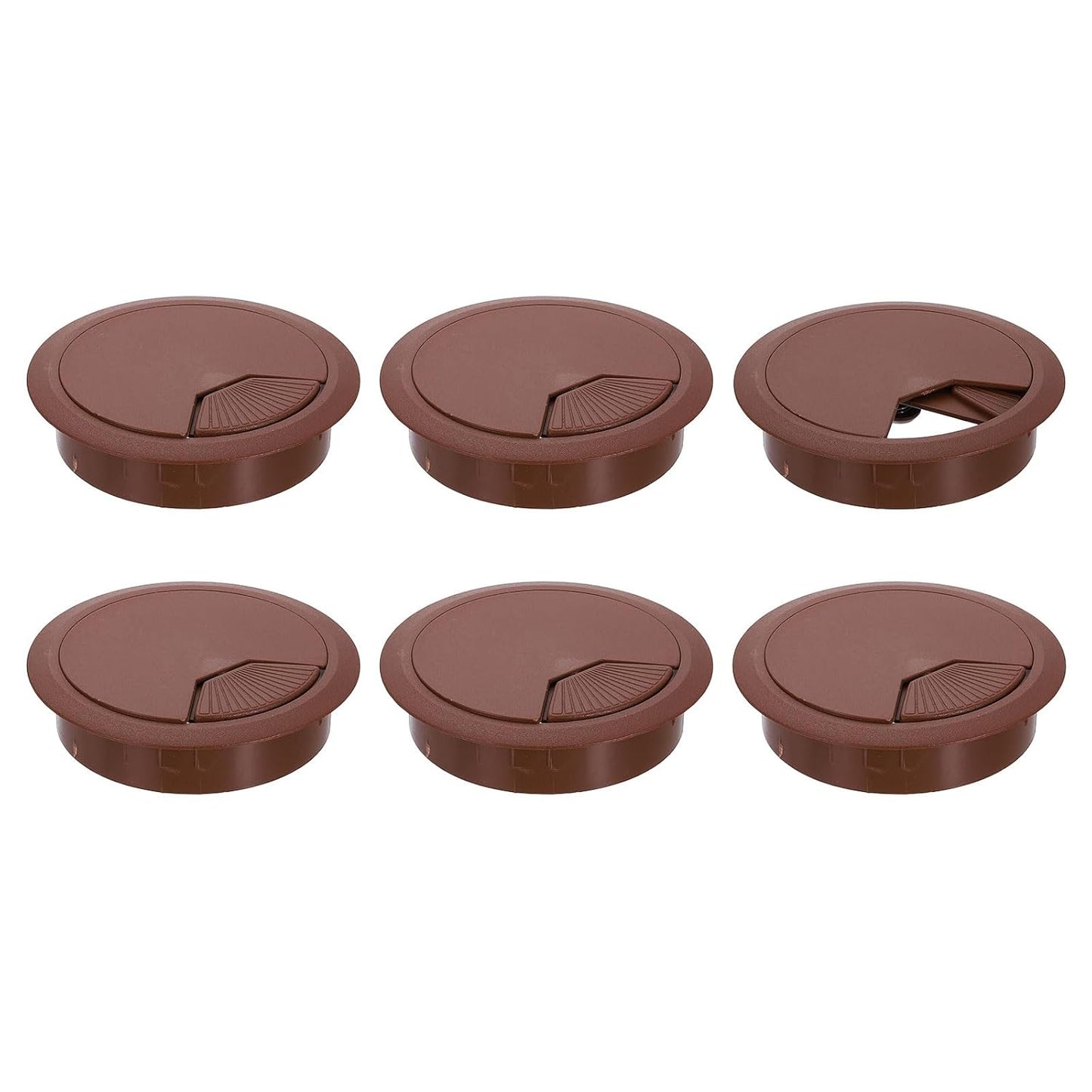 uxcell 6 Pcs 80mm (3.15 Inch) Desk Grommet, Plastic Cable Hole Cover, Wire Cord Cable Organizer for Home Office Computer Desk Cabinet, Brown