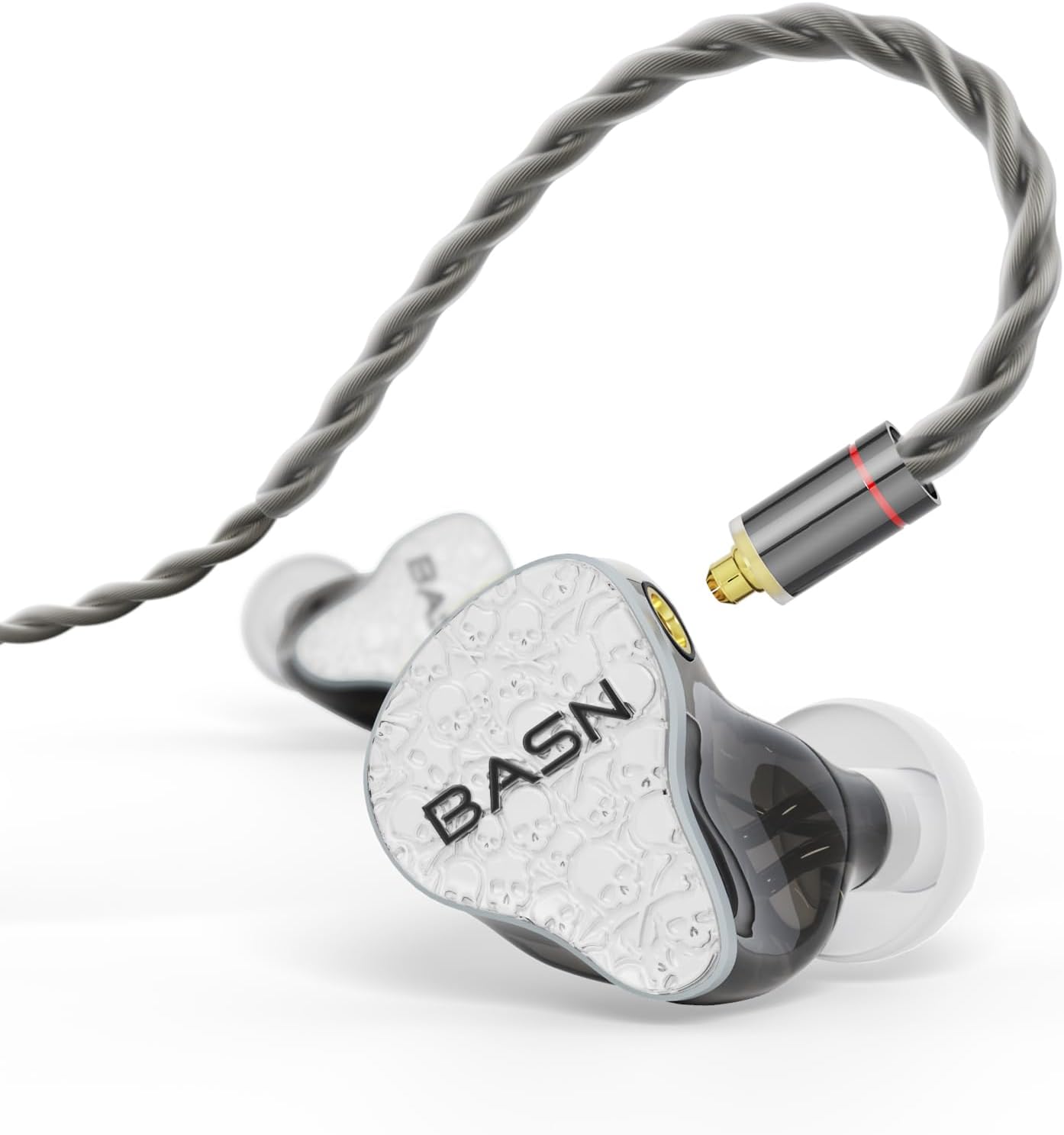 BASN Bmaster5 in Ear Monitors, 5 Drivers Drummer Headphones with Powerful Bass, Noise Isolation IEM Earbuds with Detachable MMCX Sliver-Plated OFC Cable for Musicians (Glacier White, MMCX)
