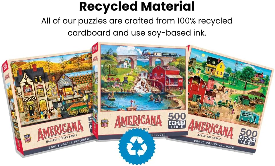 Masterpieces - 500 Piece Jigsaw Puzzle, Large EZ Grip Shapes, 4th of July, Fun for Adults, Seniors, Family, Kids, 19.25" x 26.75"