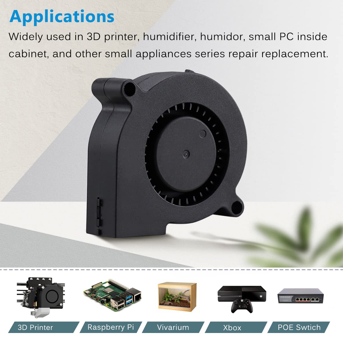 GDSTIME 50mm USB Fan, 50mm x 15mm Blower 5V DC Brushless Cooling Fan