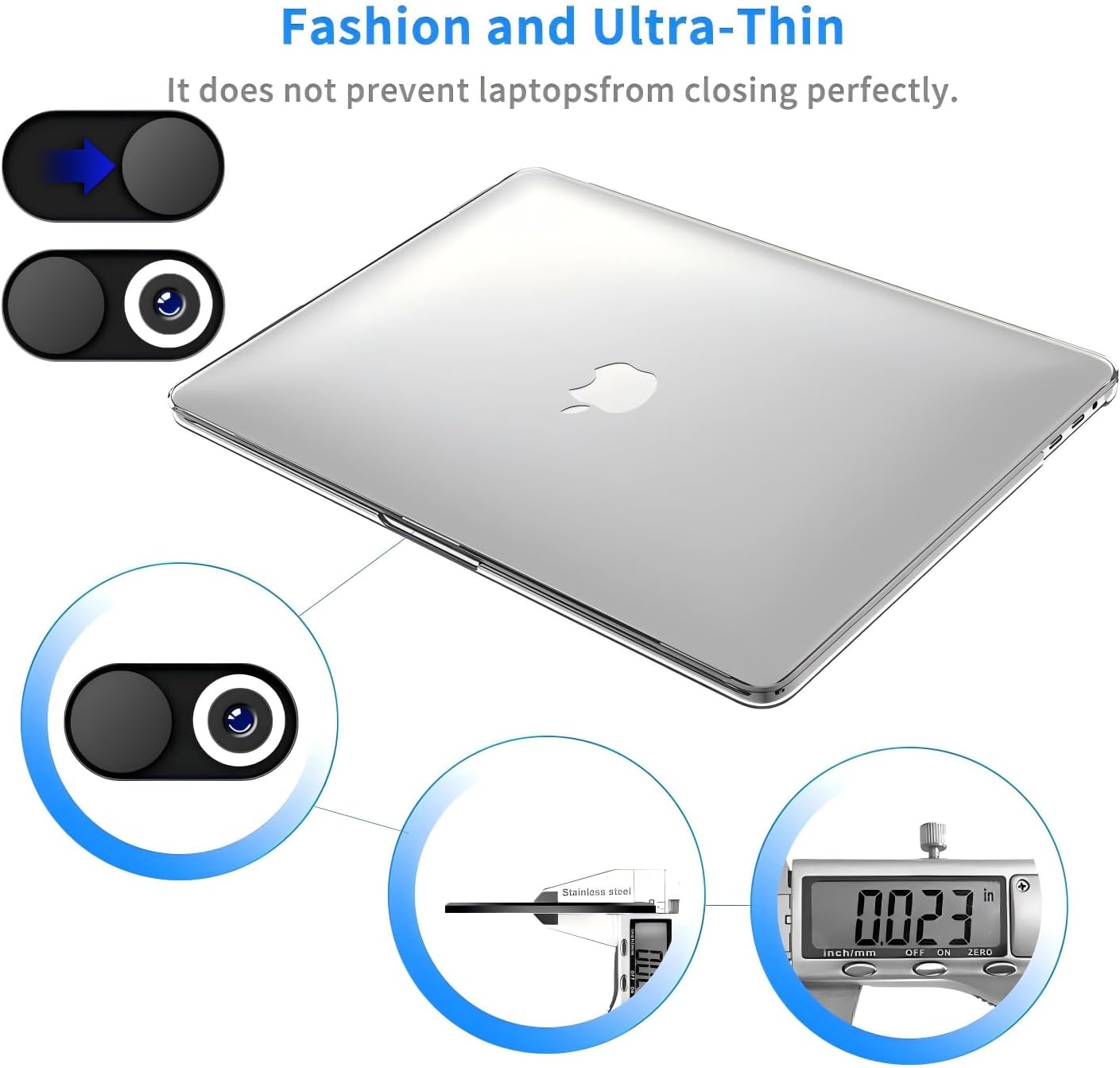 Metal Webcam Cover Slide [3 Pack Black], 0.022in Camera Cover for Laptop Computer, MacBook Pro/Air iMac iPad Tablet iPhone 16/15/14/13/12 Plus, Web Camera Blocker Protect Your Privacy