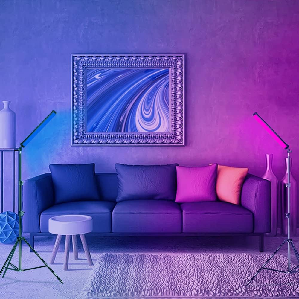 RGB Photography Light Wand Stick, 360° Full Color Portable LED Lighting Wand Handheld 5000mAh Rechargeable Battery & Magnet with 27"-80" Tripod Stand-2 Pack