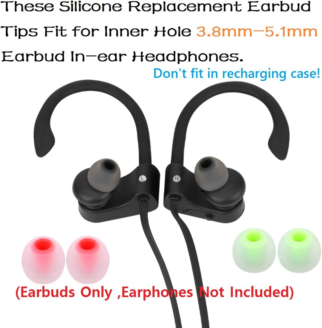 Silicone Earbud Tips Earbuds Replacement Ear Tips Gels Bud for Popular in-Ear Headphones Other Inner Hole from 3.8mm - 5.1mm Earphones 9 Pairs S/M/L