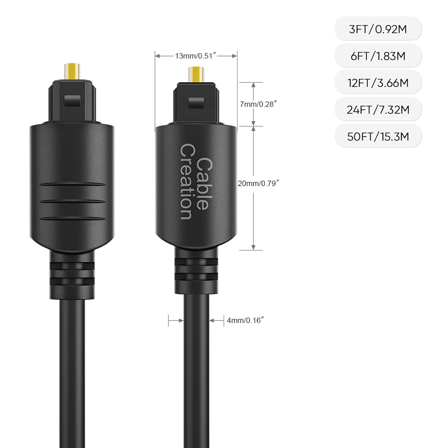 CableCreation Optical Audio Cable, 3 Feet Fiber Optic Cable [S/PDIF] with Gold Plated for Home Theater, Sound Bar, TV, PS4, Xbox, VD/CD Player, Blu-ray Players, Game Console& More, 0.9M