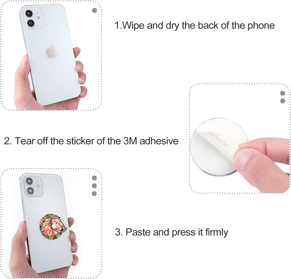 Bonoma Phone Ring Holder, 3 Pack Universal Finger Ring Stand Grip Kickstand Ring for All Smartphones (Flowers)