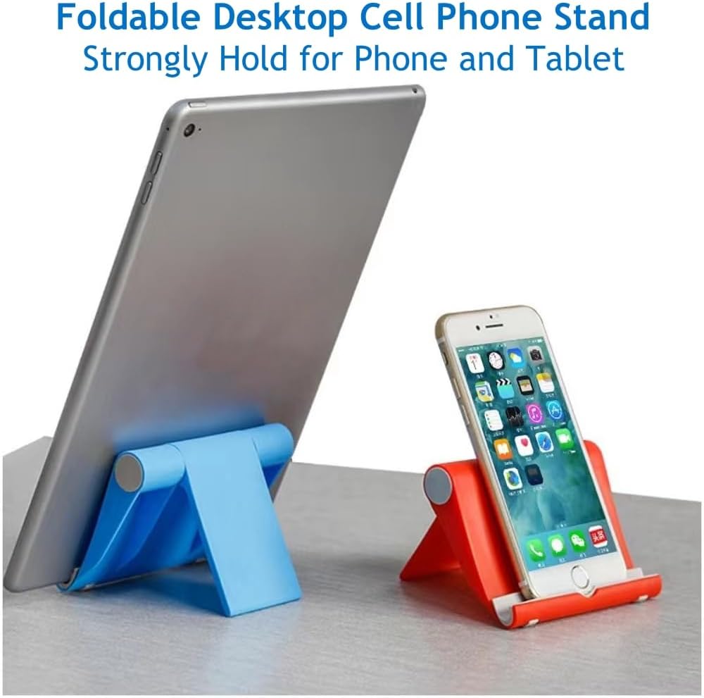 Cell Phone Stand for Desk Foldable Cell Phone Holder Desk Tablet Holder Mobile Phone Dock, Multi-Angle Universal Adjustable Tablet Dock Compatible with Most Cell Phones (Purple)