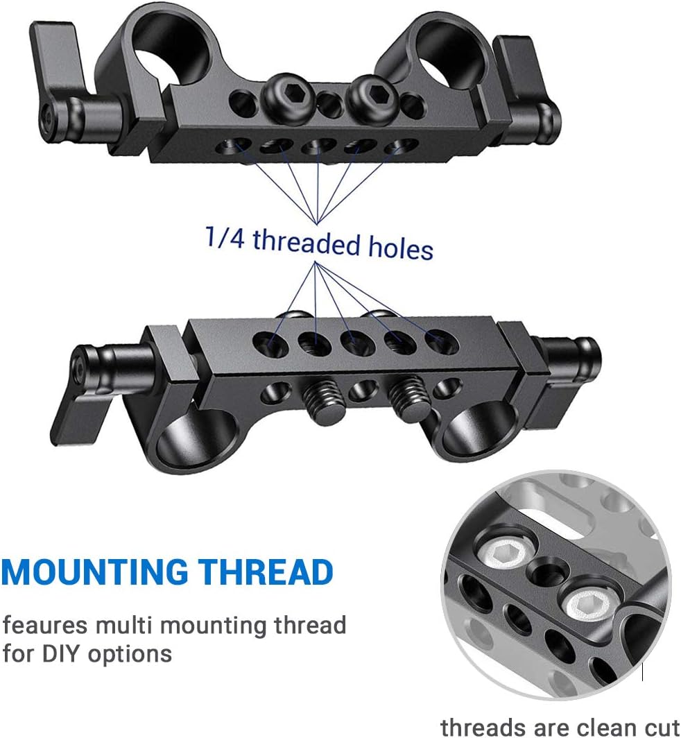 SmallRig Super Lightweight Railblock, 15mm Rod Clamp with 1/4"-20 Thread for Sony, Canon and Other DSLR Camera Rig Shoulder Support System - 942