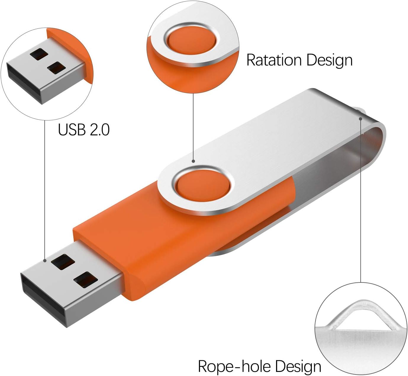 KOOTION 32 GB USB Flash Drive 32 gb Flash Drive 10 Pack Thumb Drive Memory Stick Pen Drive Keychain Design, Orange