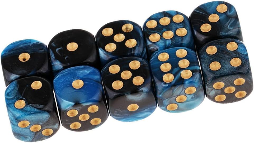 20PCS Polyhedral Dice D6 Dice 16mm Acrylic 6 Sided Dice Game Dice for RPG MTG DND Dice Table Games (Blue Black and Red Black)