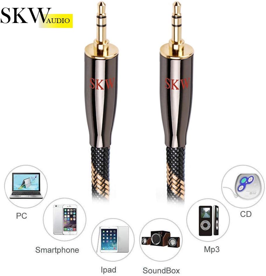 SKW Audiophiles High Gauge AUX Cable 3.5mm Male to Male Jack Cable with Diameter 6.8mm Stereo Audio Cable 3.2ft (1m)