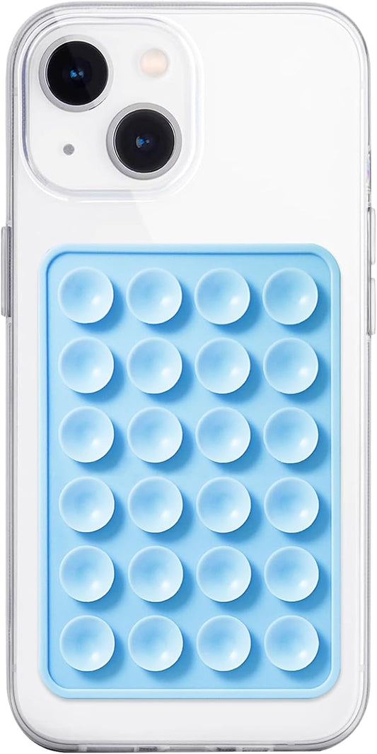 Silicone Suction Phone Case Mount, Non Slip Sticky Phone Grip for Cellphone, Silicon Adhesive Suction Cup Phone Mount, Strong Grip Holder for Selfies and Videos (Baby Blue)