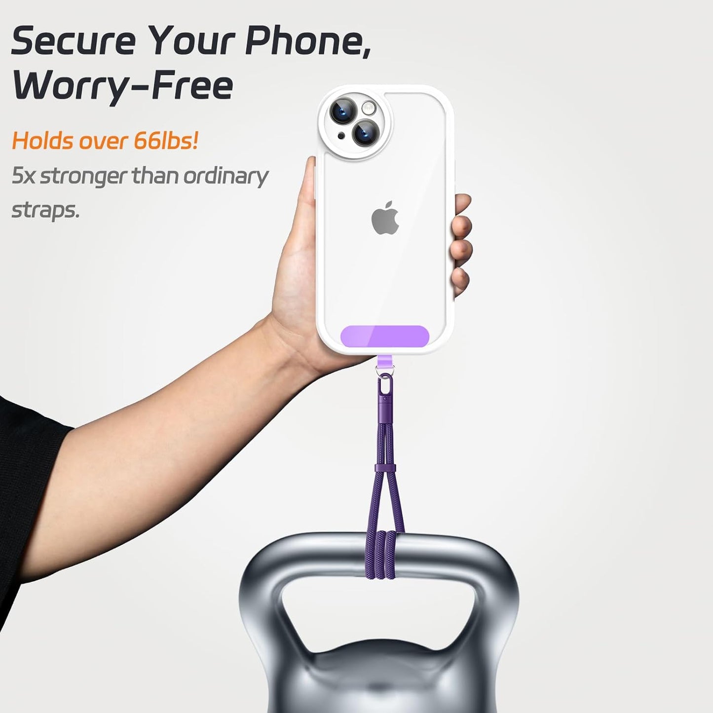 2 Pack Phone Lanyard,2×Phone crossbody strap,4×Tether Tabs,Universal Cell Phone Multifuctional Patch Polyester Lanyards,Cell Phone Lanyards for Women and Men(purple+orange)