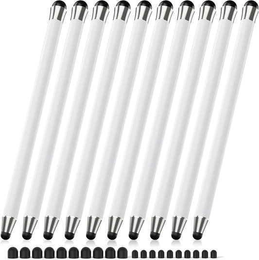 Stylus Pen for Touchscreen 10Pcs, 2-in-1 High Sensitivity & Precision Stylists pens, Stylus Pen for iPad/iPhone/Samsung/Android Tablets and Universal Capacitive Touch Screen (White)